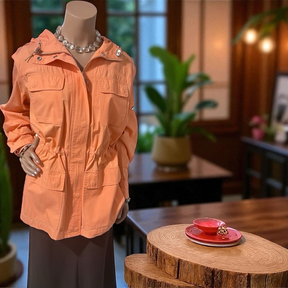 Lauren Ralph Lauren Women's Utility Jacket in Vibrant Orange☑️ - Picture 8 of 15
